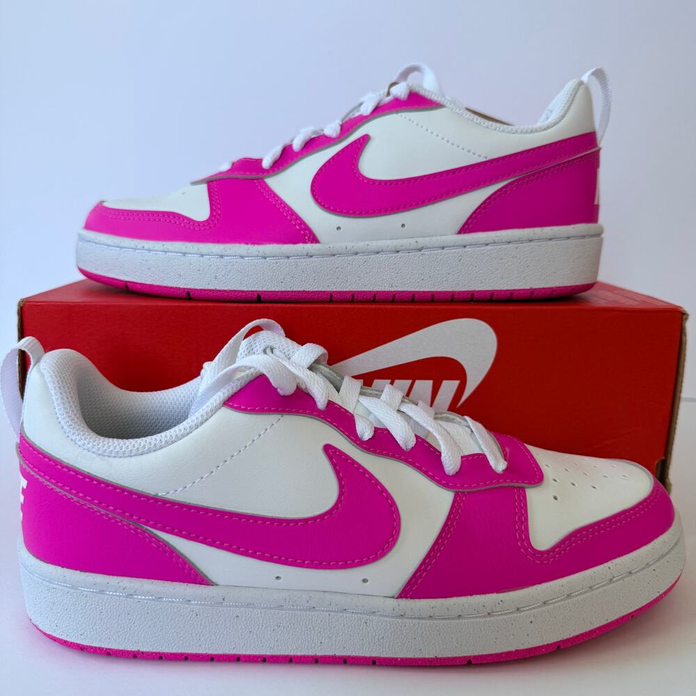 Nike Court Borough Low Recraft White/Fuchsia 6Y/7.5W NIB